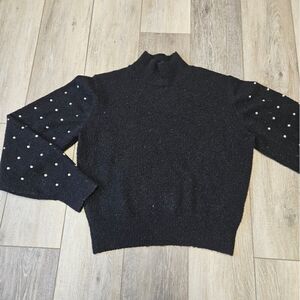 Divided H&M Rhinestone Turtleneck Pullover Sweater Black Women's XS Black Y2K